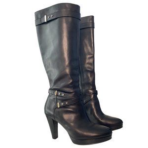 Cole Haan 'Air Cara' High Heel Leather Tall Knee High Black Boot Size 10